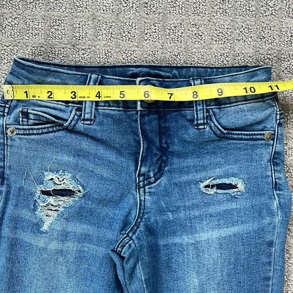 Justice Mid Rise Super Skinny Denim Jegging Blue Distressed Girls 8 Slim